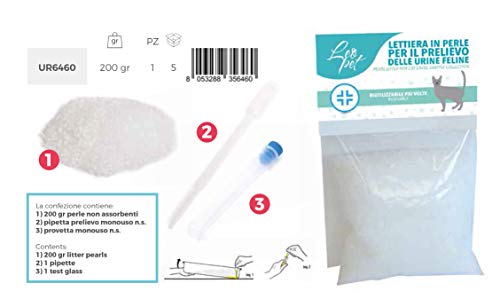 Litière en pour perles pour le prélèvement des urines félines 200 g avec pipette et éprouvette Cover