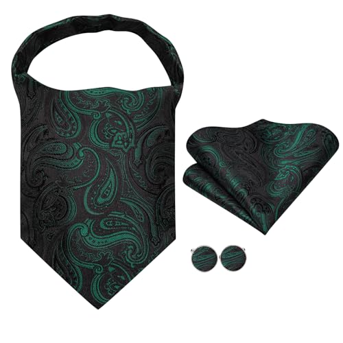 Image of Dubulle Paisley Floral Ascot for Men Self Tie Mens Cravat and Pocket Square Cufflinks Wedding