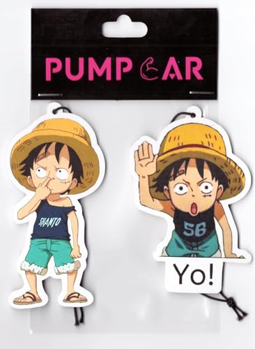 PumpCar 2 pieces Luffy kid double-sided hanging Japanese anime cherry-scented One Piece car air freshener Cool anime hanging air fresheners for rearview mirror Car Interior Accessories Household Gifts