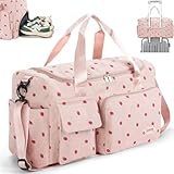 Ghope Sporttasche Reisetasche Mädchen Damen mit Schuhfach und Nassfach, Schwimmtasche Badetasche Teenager kleine Handgepäck Tasche für Fitness Training Gym, rosa