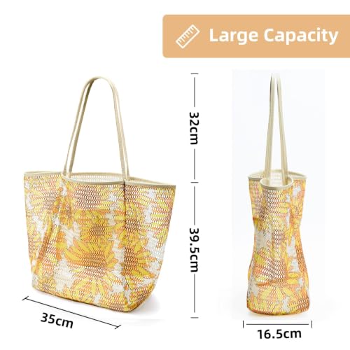 Image of KALIDI Beach Nylon Mesh Tote Bag, Casual Tote Bag Hobo Women Foldable MAX 23L Shoulder Bag For Beach Picnic Vacation