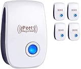 608円お得！害虫駆除器 ネズミ撃退器 超音波式 虫除け器 鼠/ゴキブリ/蚊/虫/アリ/ノミ/ハエ/ダニ/シロアリ/ハチ/クモ対策器/コウモリなどに対応 害虫駆除機 80-120㎡有効範囲 コンセント式 省エネ 静音無毒 (4個セット)