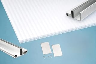 Dacheindeckung Komplettset mit Stegplatten Opal Weiß – Polycarbonat Hohlkammerplatten, UV-beständig, Witterungsbeständig & Schlagfest für Terrassenüberdachung, Carport & Gewächshaus (700x350)