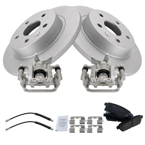 Image of TRQ Rear Brake Pad & Rotor Kit Ceramic Premium G-Coated Compatible with 2015-2017 Chevrolet Trax