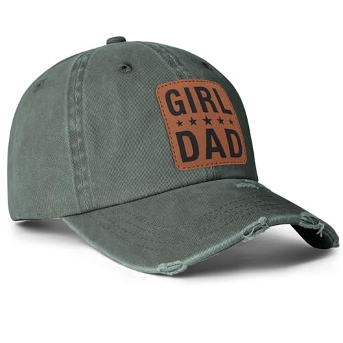 Image of Girl Father Daddy Dad Leather Patch Hat Birthday for Dad Papa from Daughter Son Adjustable Trucker Hat