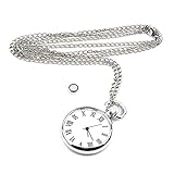 Eine antike weiße Zifferblatt-Runde Taschenuhr-Halskette-Silberkettenanhänger.