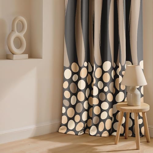 Image of Ultimate Trends Room Darkening Digital Printed Modern Curtain 65-70% Opacity,Diamond Eyelets, Tie Back, Modern Prints, 6 FEET Pack of 2,Chocolate