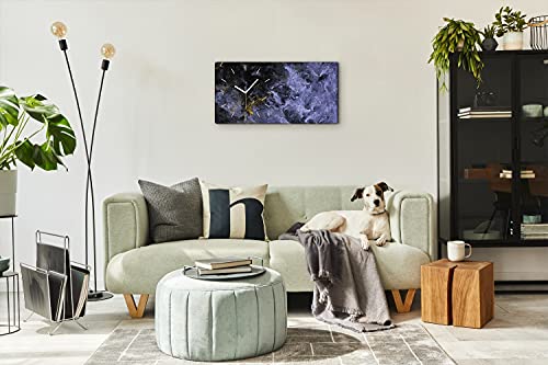 Horloge sur toile 60x30 cm abstrait argent et or silencieuse pour salon - 5