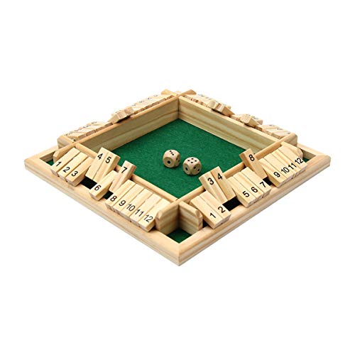Kitchnexus Deluxe 4-Spieler Shut The Box Holz Tisch Spiel Klassisch W&uuml;rfelspiel Board Spielzeug (Gr&uuml;n)