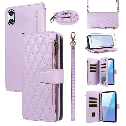 Coque Sony Xperia 10 VI Asuwish avec protège-écran verre et fermeture éclair