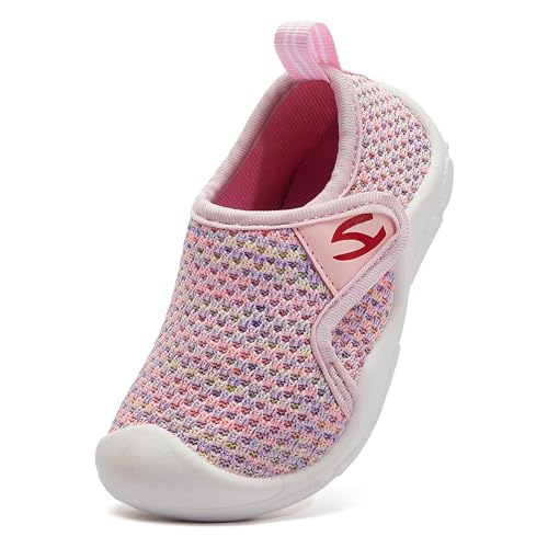 Meik Mangni Garçon Chaussons de Maison Fille Pantoufle d'intérieur Respirant Chaussures Premier Pas Antidérapantes Chaussons tricotées Rose 26 EU