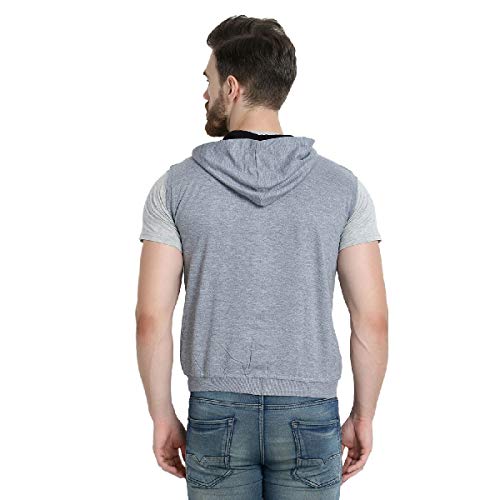 Image of Teemoods Men's Cotton Fleece Sleeveless Hooded Jacket - Casual Zip Up Vest for Gym Workout, Running, Aerobics, Yoga - Regular Fit with 2 Pockets