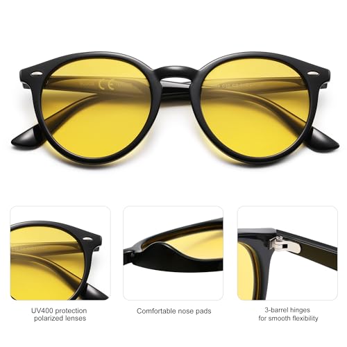 Image of SOJOS Retro Round Polarized Sunglasses for Women Men Classic Vintage Sunnies SJ2069