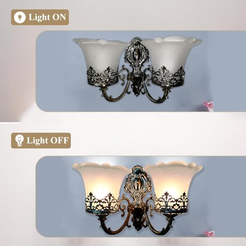 Image of WHITERAY Black Antique Designer Imported Wall Light Wall lamp for Bedroom, Living Room,Kitchen, Bars, malls, Besides The Bed, Balcony Home Decoration ((1111 (Double) (with Bulb))