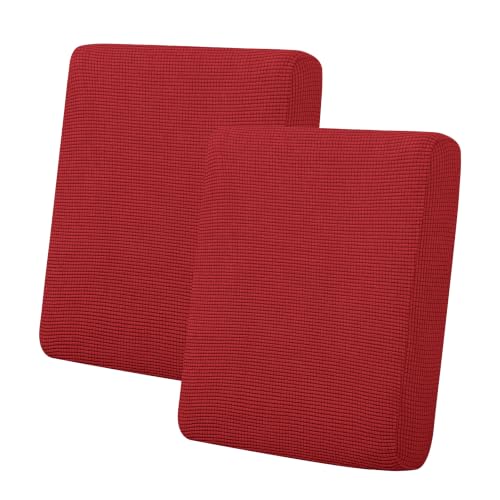 Image of Easy-Going Stretch Individual Loveseat Couch Cushion Cover Sofa Cushion Furniture Protector Sofa slipcover Soft Flexibility with Elastic Bottom (2-Piece Loveseat Cushion Cover, Christmas Red)