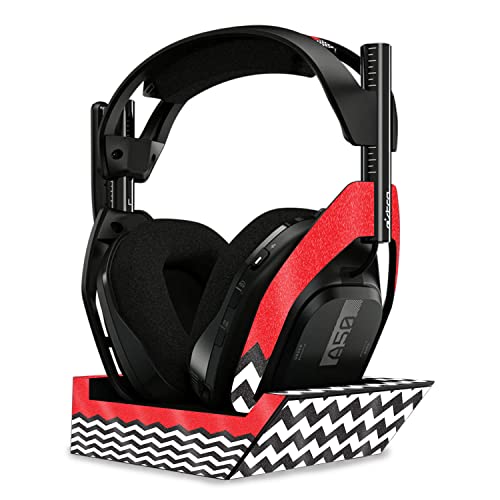 Image of MightySkins Glossy Glitter Skin Compatible with Astro A50 Wireless Headphones + Base Station (Gen 4) - Red Chevron | Protective, Durable High-Gloss Glitter Finish | Easy to Apply | Made in The USA