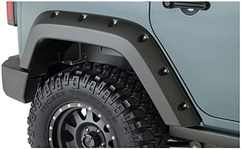 Bushwacker Pocket/Rivet Style Rear Fender Flares | 2-Piece Set, Black, Smooth Finish | 10080-02 | Fits 2007-2018 Jeep Wrangler JK Unlimited 4-Door