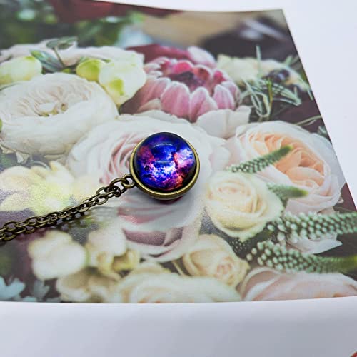 Galaxy Pendant Necklaces Nebula Double Sided Outer Space Glass Planet Necklace For Girl Women Men Earth Globe Universe Jewelry 7 #TOP7