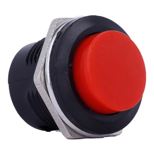 REY Pulsador Momentáneo de alimentación ON/Off para Vehículos, Maquinaria de Soldar, Bocina… Rojo, 19,3 mm x 25 mm