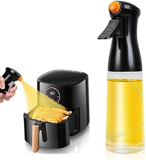 Oil Sprayer for Cooking, Olive Oil Sprayer Mister Spray Bottle - Rotatable Nozzle Glass Oil Spritzer Dispenser Bottles Kitchen Gadgets for Air Fryer, Salad, Making,Baking, Frying, BBQ(7.4oz / 210ml)