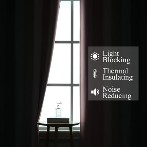 Pink and Grey Blackout Curtains 45 inches Long,Ombre Full Room Darkening Window Curtains for Living Room,Grommet Thermal Insulated Drapes,Light Blocking Curtains for Girls Bedroom,42x45 Inch, 2 Panels