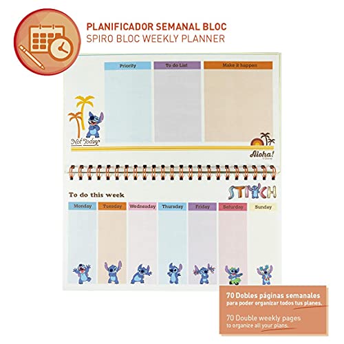 CERDÁ LIFE'S LITTLE MOMENTS Planificador Semanal Pequeño de Espiral de Stitch - Licencia Oficial, Azul, 2100003559 - Image 4