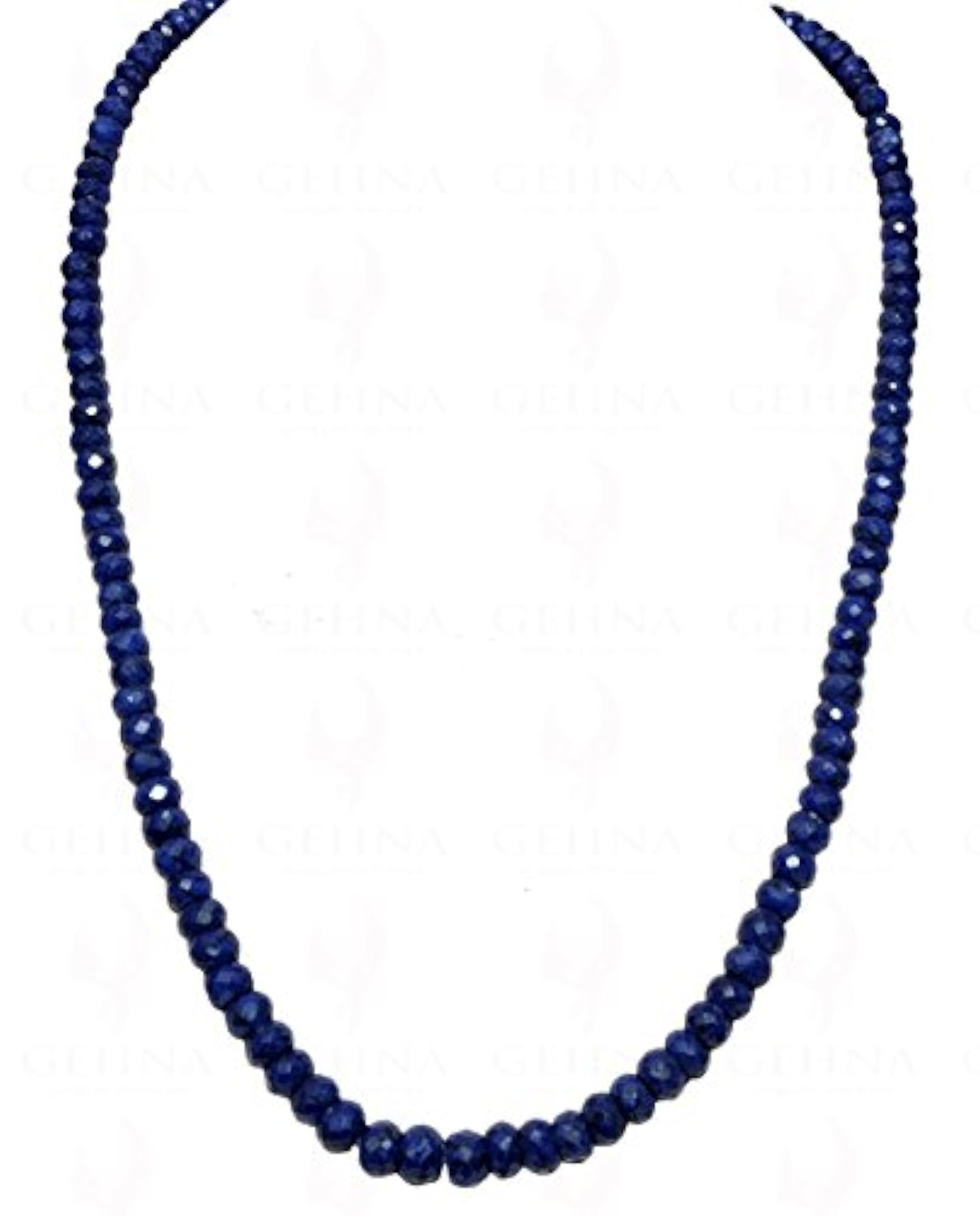 Jaipur Blue Sapphire Gemstone Faceted Bead Necklace