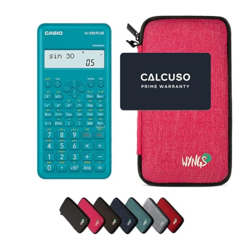 Casio fx-220 Plus 2nd Edition inkl. WYNGS Schutztasche Pink - Wissenschaftlicher Taschenrechner - Basic Set