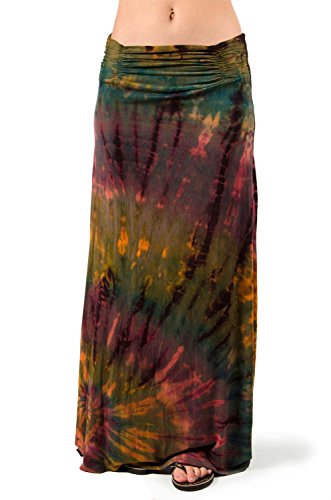 TCG Women's Tie-Dye A-Line Maxi Skirt - Muted Rainbow