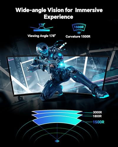 Image of KTC 34 Inch UWQHD Curved Gaming Monitor, 3440x1440 Ultrawide PC Monitor 1500R, 180Hz 21:9 Display, Adaptive Sync, 1ms MPRT, 4000:1 Contrast, Tilt /Swivel /Pivot /Height Adjustment, HDMI2.0 & DP1.4,H34S5