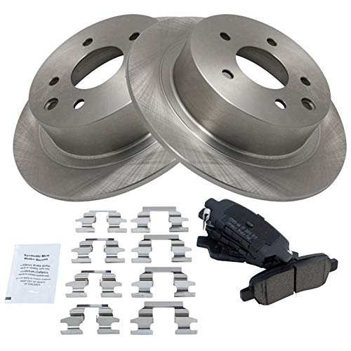Image of TRQ Rear Brake Pad and Rotor Set Ceramic Rotors | For 2002-2023 Nissan Altima 2011-2017 Juke 2004-2008 Maxima 2007-2019 Sentra
