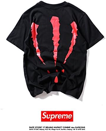 Amazon シュプリームsupreme 半袖 Tシャツ かっこいい 爪 涙 特別 独特 ファクション 男女兼用 白 黒 Uネック 春夏 通学 日常生活 人気 簡約 学生 大人 Cool S 赤 並行輸入品 Tシャツ カットソー 通販