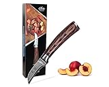 🔪 RASIERMESSER-SCHARF - Dank des VG10 Schneidkerns dieses Damastmessers wird ein Klingenhärtegrad von 60±2 HRC erreicht. Durch die spezielle Wärmebehandlung der Klingen mit über 800° C und die Kältebehandlung mit Stickstoff bei -150°C wird das Optimum aus dem hochwertigen Klingenstahl geholt. Die Klingen dieser Messer werden von Hand geschliffen und poliert, um eine optimale Schneidleistung zu erzielen. Das sorgt dafür, dass ihr Profi-Küchenmesser scharf ist und lange bleibt.
