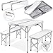 Produktbild Kesser® - Koffertisch mit 2 Sitzbänke 3tlg Campingmöbel Set Aluminium | Totalmaße geklappt 91x10x34 cm | Campingtisch Klapptisch Picknick | Inkl. Schirmhalterung | Tragegriff | MDF | Klappbar Weiß