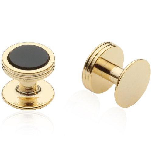 Cuff-Daddy Black Onyx Studs Set in Gold-Tone in Velour Travel Pouch for Weddings2