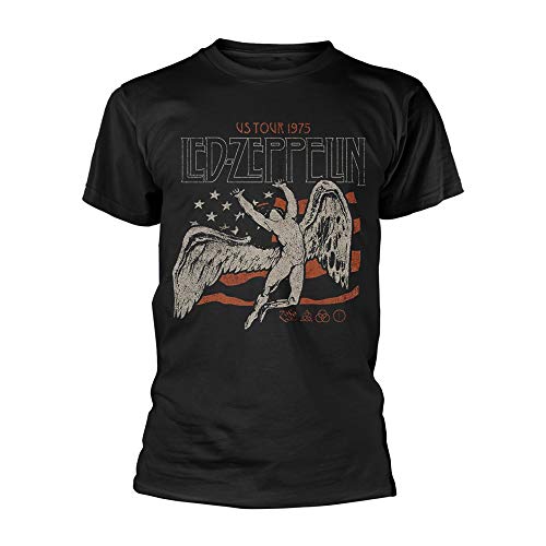 Led Zeppelin Men's US 1975 Tour Flag T-Shirt Black | Officially Licensed Merchandise