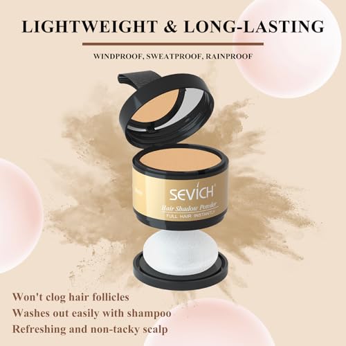 Image of SEVICH Hairline Powder - Quick Cover for Thinning Grey Hair, Eyebrows & Beard for Women & Men, Windproof & Sweatproof, Blonde