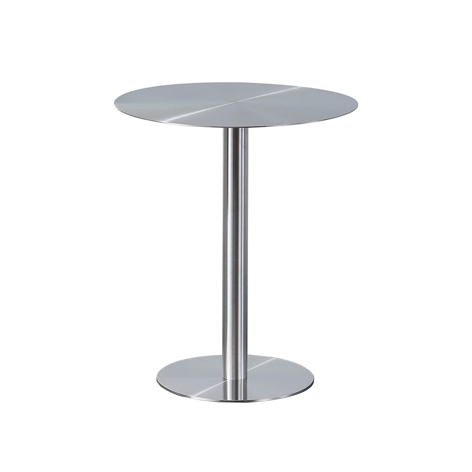 Tavolino bar rotondo in acciaio inox spazzolato, tavolino laterale moderno