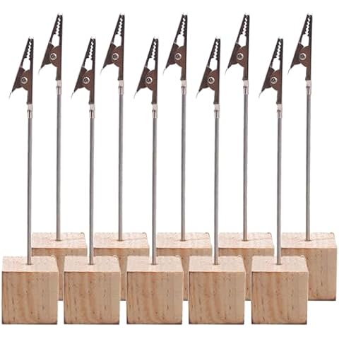 TopHomer Memo Clips Holder with Wood Base Cover