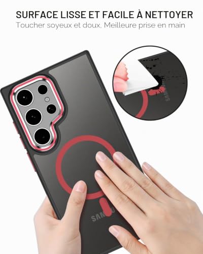 Protection Samsung S23 Ultra fine de qualité premium mate noir rouge
