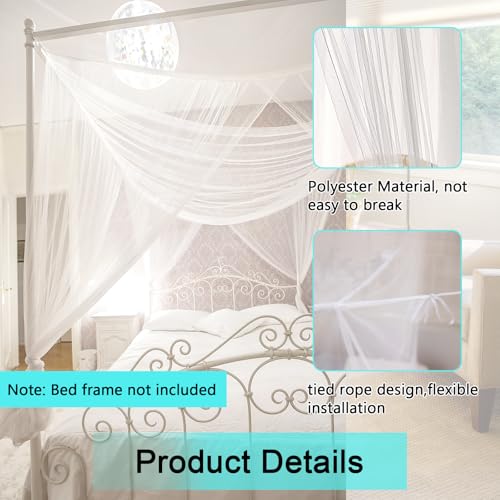 Tikplus Moskitonetz Doppelbett， 210x240x190cm Himmelbett Moskitonetze mit 4 Eckpfosten, Hängendes Mückenschutz Bed Canopy für Einzel Bett Insektenschutz Reise Hause Außenbereich