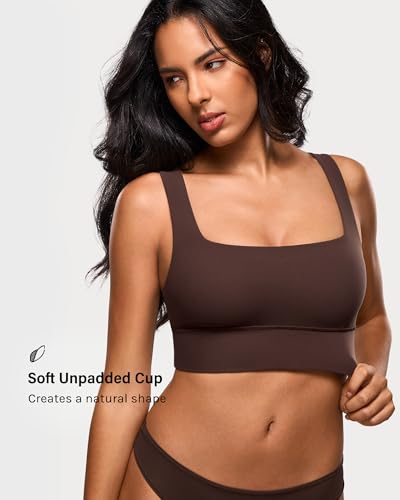 Image of INLYRIC Women's Inbarely Outwear Longline Square Neck Bralette Supportive Unlined No Underwire Yoga Sports Bra