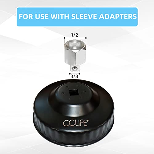 CCLIFE 15-tlg Universal Ölfilter Schlüssel Set aus Stahlblech14 Ölfilterkappen 65-100mm 3/8 & 1/2 Adapter für alle Ölfiltertypen Profi Ölwechsel-Werkzeug