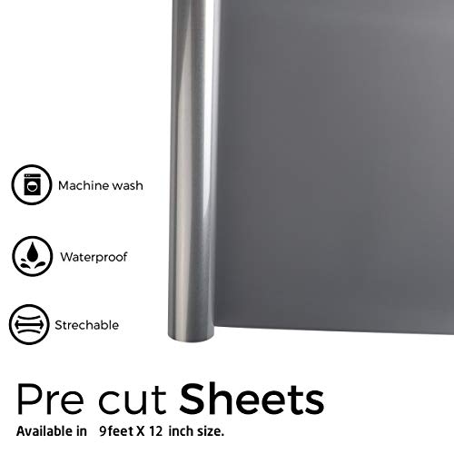 FUNKAKA Heat Transfer Vinyl Reflective Dark Gray HTV Roll, 12" x 10ft Reflective Iron on Vinyl for All Cutter Machine, Reflective HTV Vinyl for T-Shirts Easy to Cut & Weed for Heat Vinyl DIY Design
