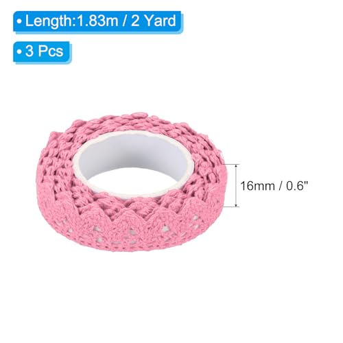 Pegatinas de encaje de algodón PATIKIL rosa de 0.6 pulgadas para proyectos de scrapbooking 3