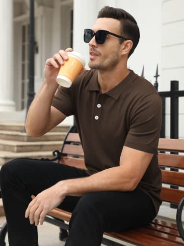 Syktkmx Mens Golf Polo Shirts Short Sleeve Casual Banded Bottom Stretch Classic Fit Solid Knit T-Shirts #TOP3