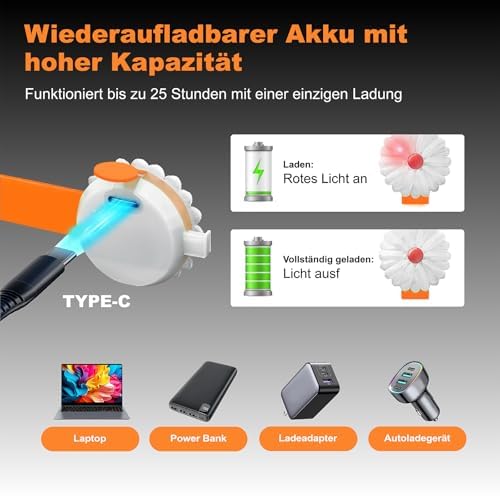 AHJ Hundelicht LED Blinklicht, USB-C, für Kinder & Jogger, Weiß-Orange