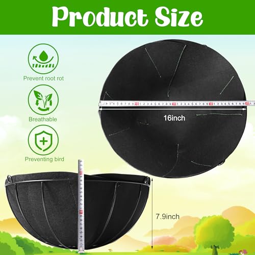 Adnee 4 Pcs Fabric Planter Basket Liner-16 inch Felt Flower Pot Liners-Hanging Plant Basket Fiber Insert for Garden Wall Hanging Planter Flower Vegetables(Round) - Thumbnail 2