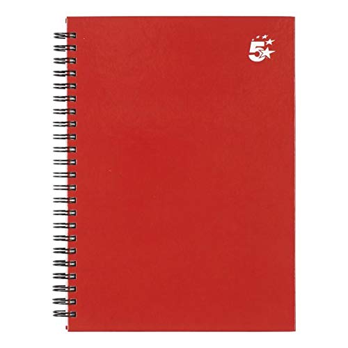 5 Star Lined Notebook A5 Writing Pad Hardback (5 Pack) Red Twinbound Notebooks 140 Pages