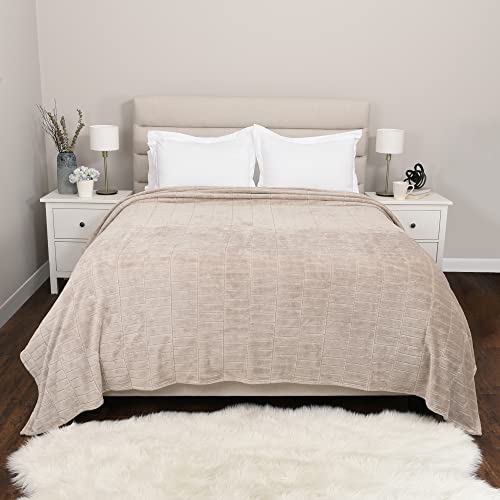 Life Comfort Cozy Textured Lightweight Throw, 50"X60" 100% Recycled Fibers Eco-Friendly Super Soft Soft All Season Premium Comfort Blanket For Bed Or Couch, Taupe #TOP6